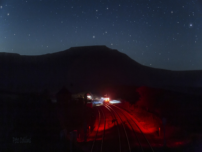Last Train of the Night at Blea Moor signal box & Ingleborough