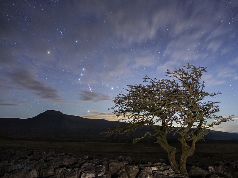 Orion rising over Ingleborough, from Twistleton Scar