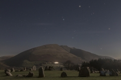 Auriga over moonlit Blencathra & Castlerigg stone circle